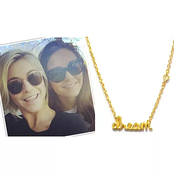 Shy by Sydney Evan DREAM 文字金項鍊 鑲單鑽 925純銀鍍14K金