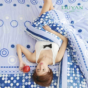 DUYAN《海洋氣泡》加厚法蘭絨鋪棉床包被套-雙人四件組