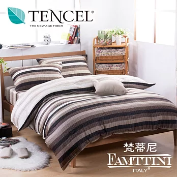 義大利Famttini【都會爵士】雙人四件式頂級純正天絲兩用被床包組