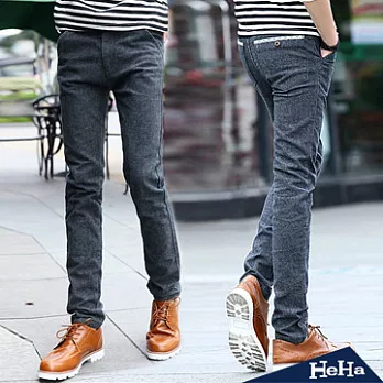 長褲 加厚棉質時尚圖騰休閒長褲 三色-HeHa-38(黑藍)