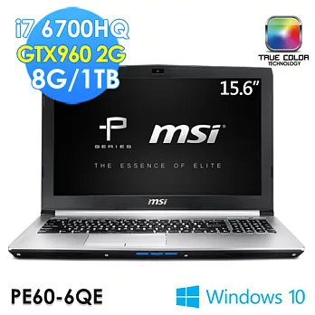 【msi微星】PE60 6QE-059TW 15.6吋 i7-6700HQ GTX960(銀色)
