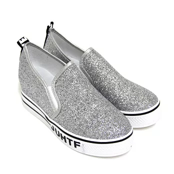 【Pretty】韓版閃耀金蔥內增高厚底休閒懶人鞋36銀色