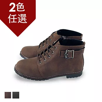 FUFA MIT 嚴選素色扣環馬靴 (FM03)-咖啡色23咖啡色