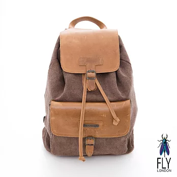 Fly London - 自由的味道 布與皮的搭檔後背包 - 駝棕駝棕