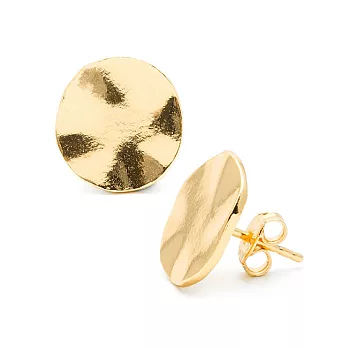 Gorjana 美國品牌 Chloe Stud手工波浪紋圓形鑲18K金耳環 大版