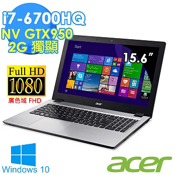 【Acer】V5《i7-6700HQ_Win10_金屬美學》GTX950獨顯 DDR4記憶體 廣色域FHD 1TB效能筆電(V5-591G-728N)羽翼黑