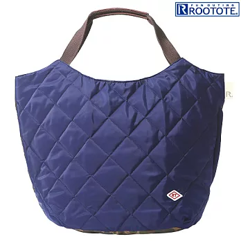 ROOTOTE菱格紋撲綿圓形手提袋-深藍(272103)