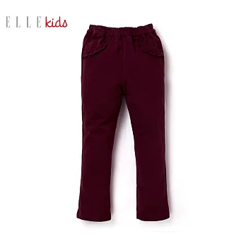 【ELLE】素色荷葉邊長褲(暗紅)120暗紅