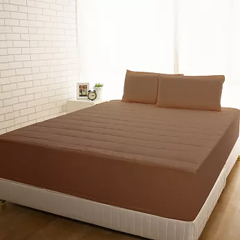 【HomeBeauty】竹炭3M防潑水床包式保潔墊-雙人(含枕套)-四色可選大地咖