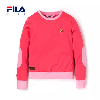 【FILA】補丁撞色休閒長袖上衣(桃紅)135桃紅