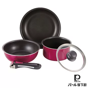 【日本Pearl Life】微笑煮.不沾鍋五件組-香檳紫
