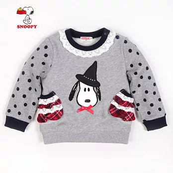 【SNOOPY】史努比的點點甜美蕾絲上衣(灰)110灰