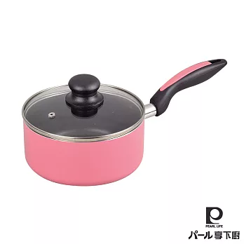 【日本Pearl Life】微笑煮．不沾單手鍋18cm（附蓋）-淺桃紅