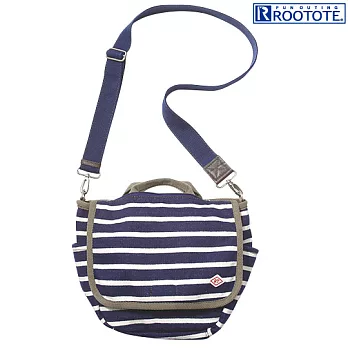 ROOTOTE 條紋棉質迷你斜背包-深藍/白 (272403)深藍