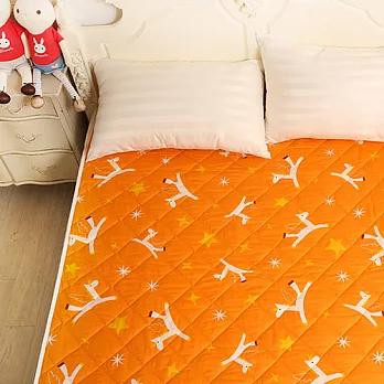 義大利Fancy Belle X Malis《小飛馬-粉橘》防蹣抗菌透氣防水平面式保潔墊--雙人