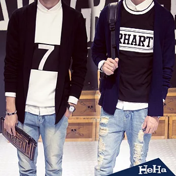 外套 長袖針織百搭罩衫外套 三色-HeHa-XL(黑色)