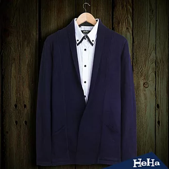 外套 長袖針織百搭罩衫外套 三色-HeHa-XL(藏青)