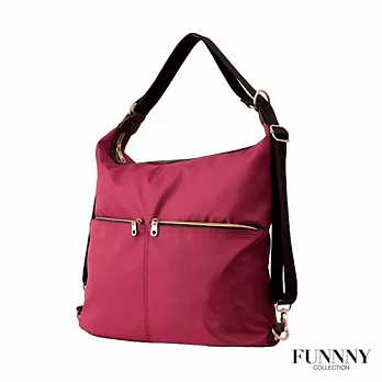 FUNNNY 日本同步 3way輕量尼龍口袋包 酒紅