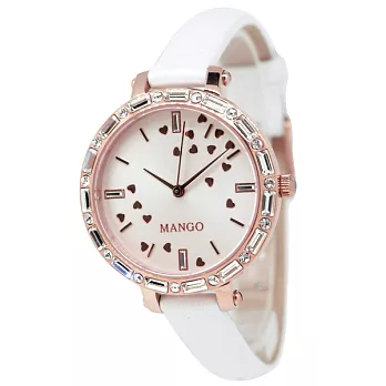MANGO微醺心願晶鑽時尚腕錶-玫瑰金x白