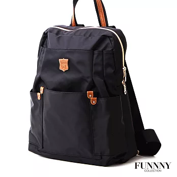 FUNNNY 日本同步 輕量尼龍機能後背包黑