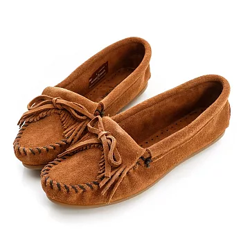 【Minnetonka】莫卡辛 棕色麂皮素面平底鞋 4026brown