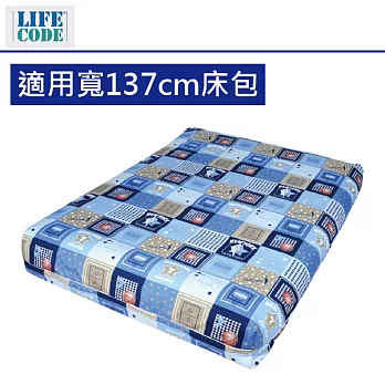 【LIFECODE】 INTEX充氣床專用雙層包覆式床包-適用寬137CM充氣床-荷包蛋C(紫色底)