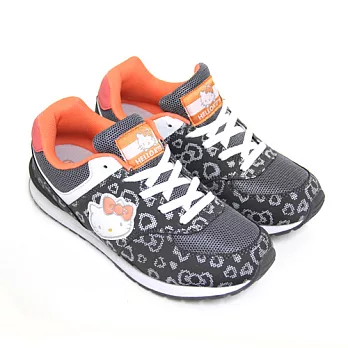 HELLO KITTY 經典豹紋網布拼接凱蒂貓休閒鞋23灰色