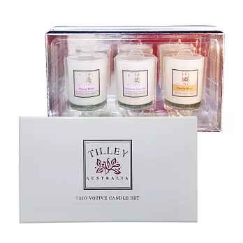 Tilley百年特莉 香氛蠟燭30gx3三入禮盒-牡丹玫瑰,薰衣草,香草