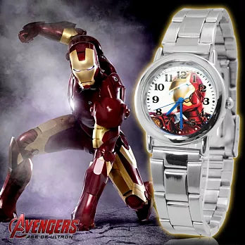 《漫威MARVEL》復仇者聯盟3 兒童卡通鐵帶錶 - 昂首鋼鐵人-銀色