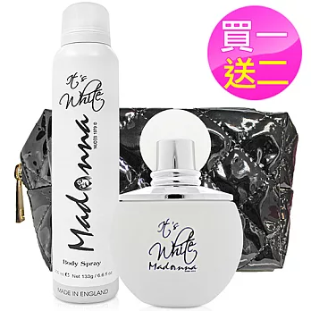 Madonna nudes 1979 It’s white 魅惑時尚女性淡香精 100ml (白)+同款噴霧200ml+E炫黑化妝包