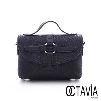 【Octavia 8】北極星蛇紋十字硬式小方包 - 深黑深黑