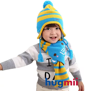 Hugmii兒童毛球護耳帽圍巾組_大象