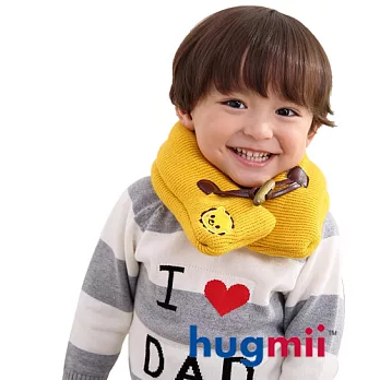 Hugmii兒童單色牛角扣保暖脖圍_黃色獅子