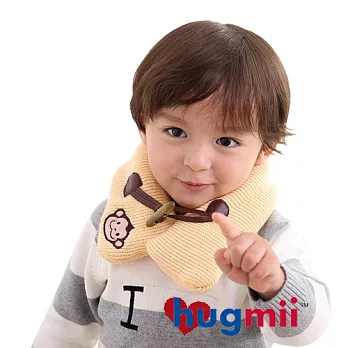 Hugmii兒童單色牛角扣保暖脖圍_米色猴子