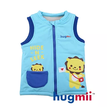 Hugmii兒童動物造型厚絨加厚背心_藍獅子S#100-110cm