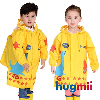 【Hugmii】童趣造型滌綸書包位雨衣_黃色海獅M適110-120cm