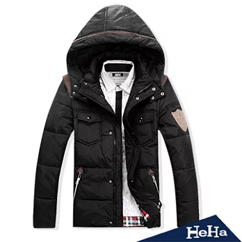 羽絨外套 加厚保暖可拆卸中長版連帽外套 三色-HeHa-XL(黑色)