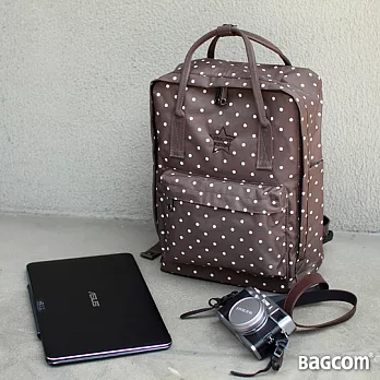 Bagcom Masaki Kanas 圓點方塊後背包-咖啡
