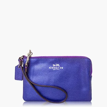 【COACH 攜帶便利】皮革 / 零錢收納 / 手拿包(小款)_金屬紫