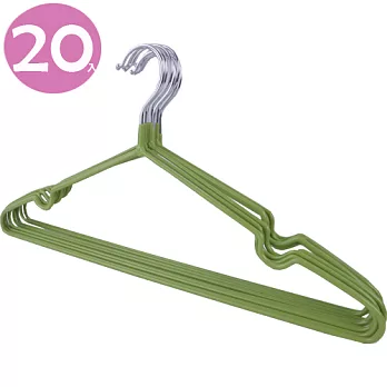 不鏽鋼乾濕兩用防滑衣架20入(綠色)