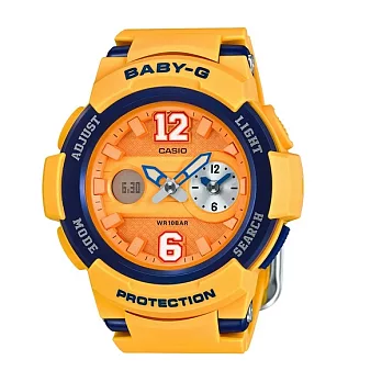 BABY-G 街頭運動女孩色彩再進化極限時尚限量腕錶-橘藍-BGA-210-4B