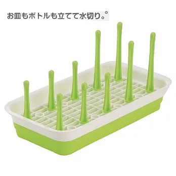 inomata日本製pota加長多功能杯架碗盤架瀝水盤(綠色)