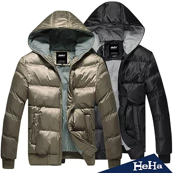 外套 加厚鋪棉保暖連帽外套 二色-HeHa-M(卡其)