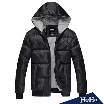 外套 加厚鋪棉保暖連帽外套 二色-HeHa-M(黑色)
