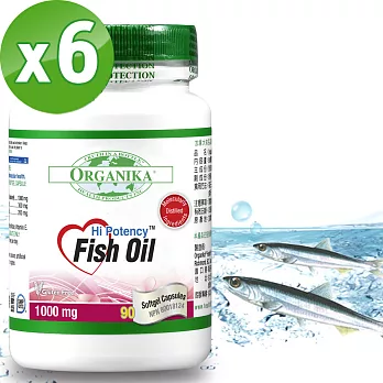 【Organika優格康】Omega3 魚油1000mg(90顆 30天份)超值6瓶組