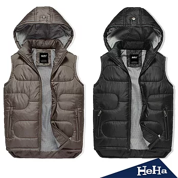 背心 可拆式連帽鋪棉背心 二色-HeHa-2XL(古銅色)