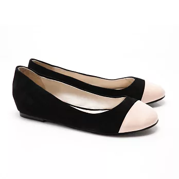 【Saint Landry】LAND漆皮拼接設計芭蕾舞鞋-米黑36米黑