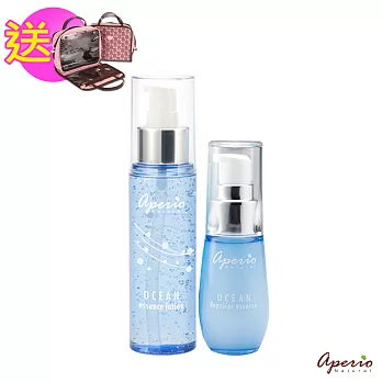 Aperio艾貝歐_藍晶保濕化妝水/藍晶鎖水賦活精華液/花樣大化妝包*1(限量贈)藍晶