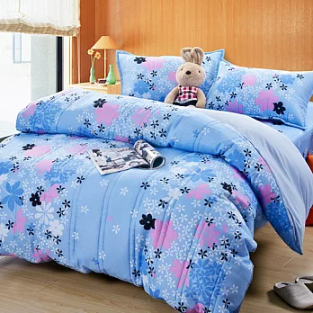 【花夢-藍】台灣精製加大四件式兩用被全舖棉床包組