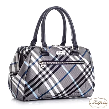 【a Lady ’s真皮】英倫氣質醫生口金波士頓包(藍灰)